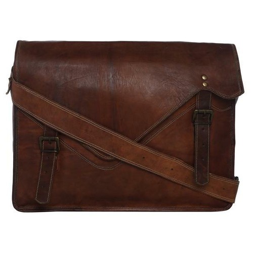 Vintage leder messenger - leder,