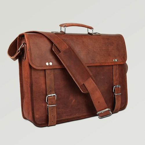 Leder laptop messenger - leder,