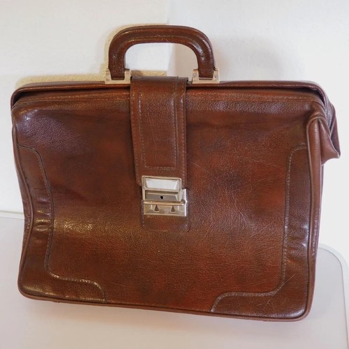 Vintage leder aktentasche - leder,